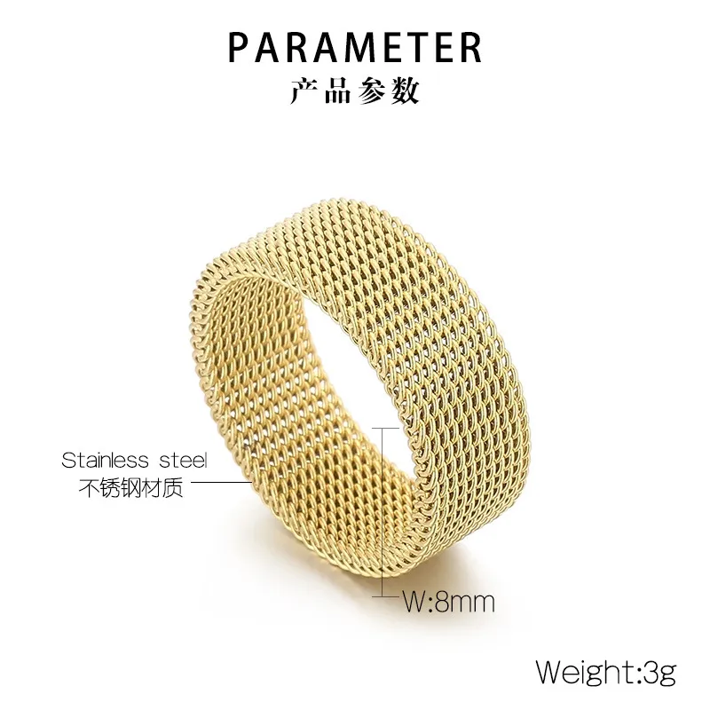 Deformable Neutral Stainless Steel Ring with Innovative Mesh Surface