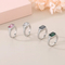 Stainless Steel Square Inlaid Glass Ring, European and American Retro Color Ring Jewelry