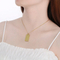 Simple Stainless Steel Circular Heart, Good Luck and Fortune Logo with Diamond Studded Pendant Necklace