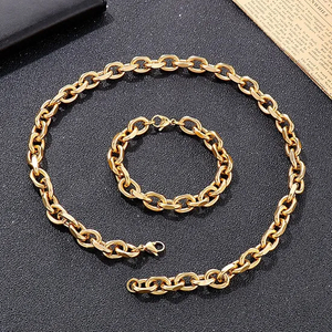 304 Stainless Steel Jewelry Hip Hop O-Shaped Edded Bracelet Necklace
