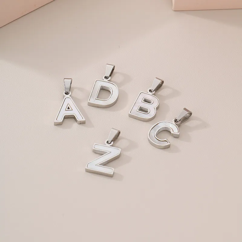 Women's Sweet White Shell English Letter Stainless Steel Pendant Jewelry