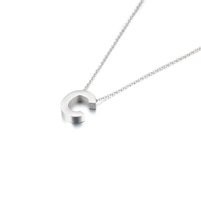 New Smooth Stainless Steel Pendant Necklace with 26 Capital Letters of The English Alphabet for Women