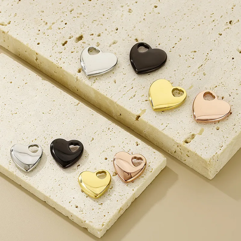 Stainless Steel Heart-Shaped Small Tag Pendant Stainless Steel Heart Jewelry Charms Accessories