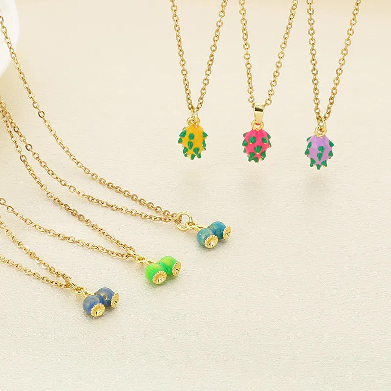 European American Personalized Mini Dopamine Fruit Series Necklace Stainless Steel Clavicle Chain