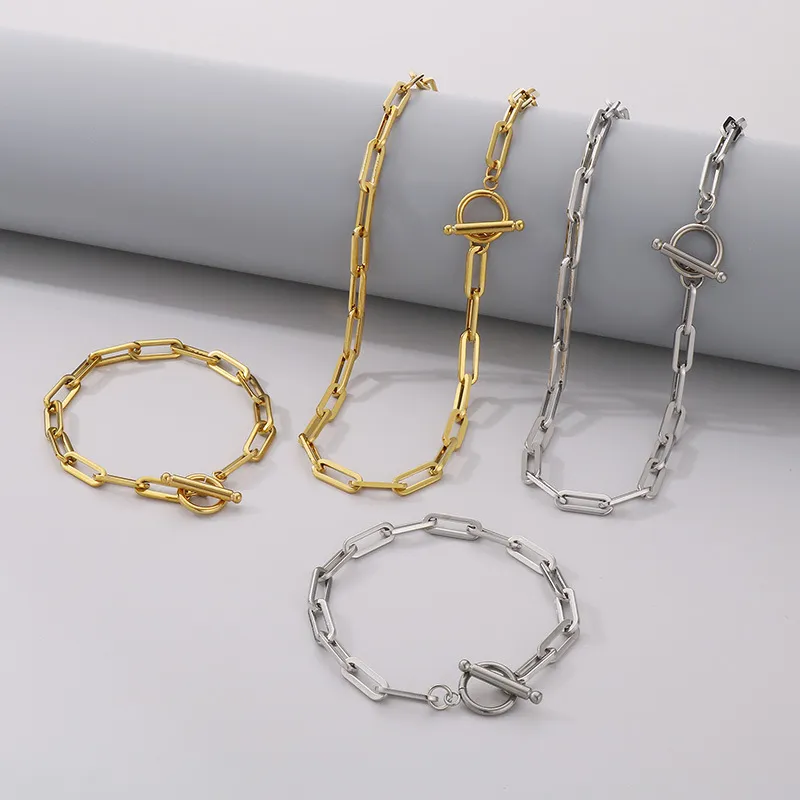 Minimalist Bracelet Personalized Heart Ot Clasp Curved Square Chain Women's Necklace Jewelry