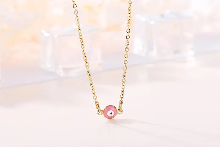 Small Blue Eye Necklace Lucky Stainless Steel Devil Eye Women's Necklace Wholesale