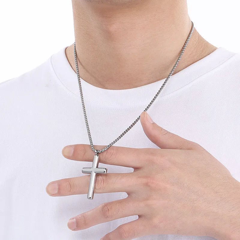 Trendy Retro Personalized Stainless Steel Cross Multi-Color DIY Pendant That Can Be Paired with a Chain