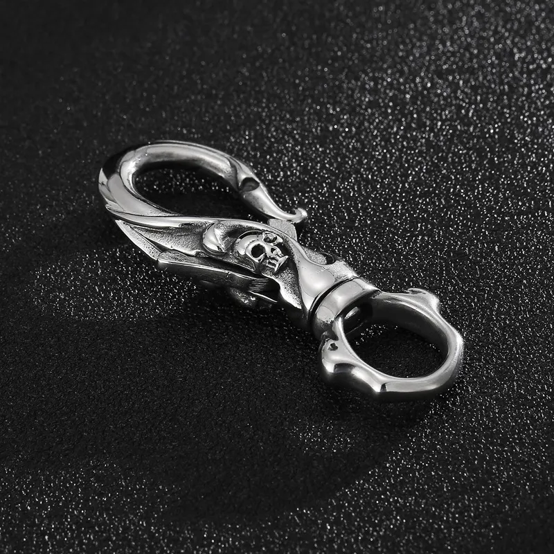 Trendy Casting Skull Multi Functional Keychain Ring Luggage Buckle Pendant Accessories Stainless Steel Jewelry