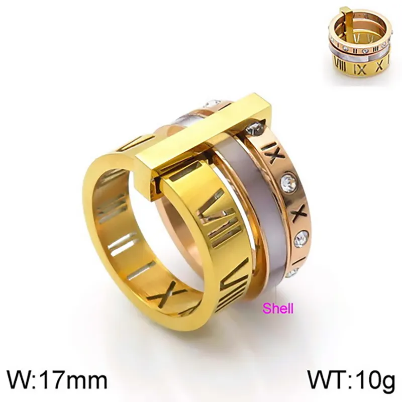 Creative Trendy Unisex Stainless Steel Epoxy Resin Combined Diamond-Embedded Roman Numeral Ring