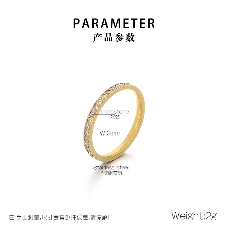Luxurious Stainless Steel Ring for Women with Single Row of Diamond-Set Stainless Steel Band