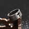 Oxidized Retro Vintage Stainless Steel Men's Hollowed Cross Opening Jewelry Ring