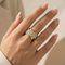 Personalized Oversized Stainless Steel Ring Irregular Double Row Diamond Geometric Rings Wholesale