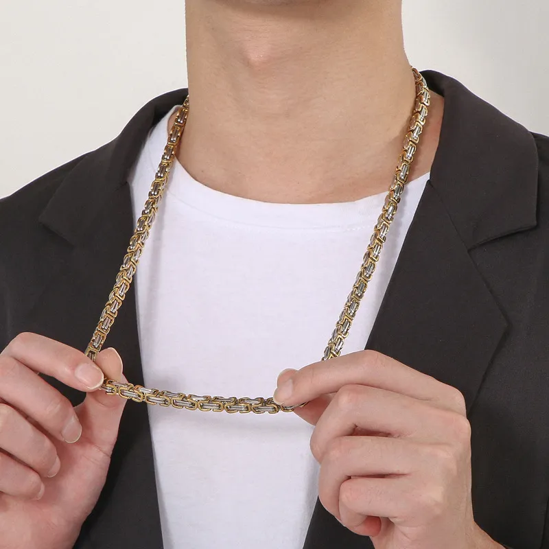 European American Bold Emperor Chain Men's Handmade Multi-Size Stainless Steel Link Necklace