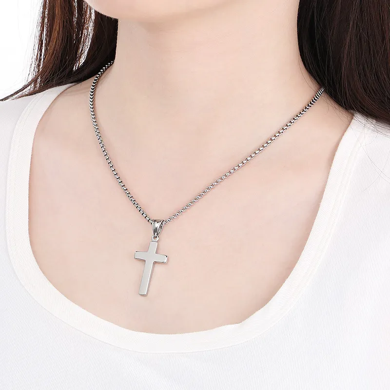 Trendy Minimalist Multi-Size Polished Cross Pendant Hiphop Punk Stainless Steel Jewelry Wholesale