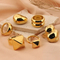 French-Style Trendy Gold Domed Geometric Stainless Steel Ring for Men and Women