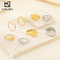 Simple Heart-Shaped Diamond-Encrusted Eight-Pointed Star Ring Multi-Color 18K Gold-Plated Stainless Steel Ring