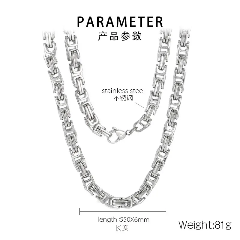 Fashion Bold Emperor Chain Men's Handmade Multi-Size Stainless Steel Link Necklace Jewelry