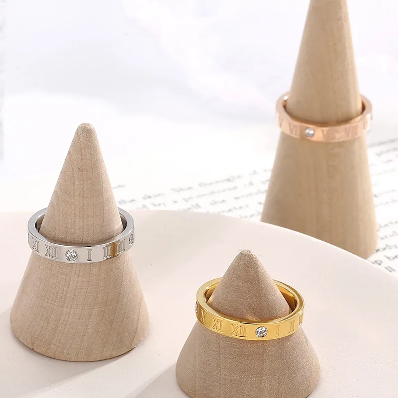 Stylish Stainless Steel Ring with Rhinestone and Roman Numeral Elements