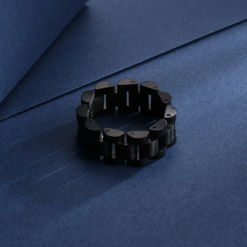 Stainless Steel Watch Chain Shaped Ring, Unisex Fashion Jewelry