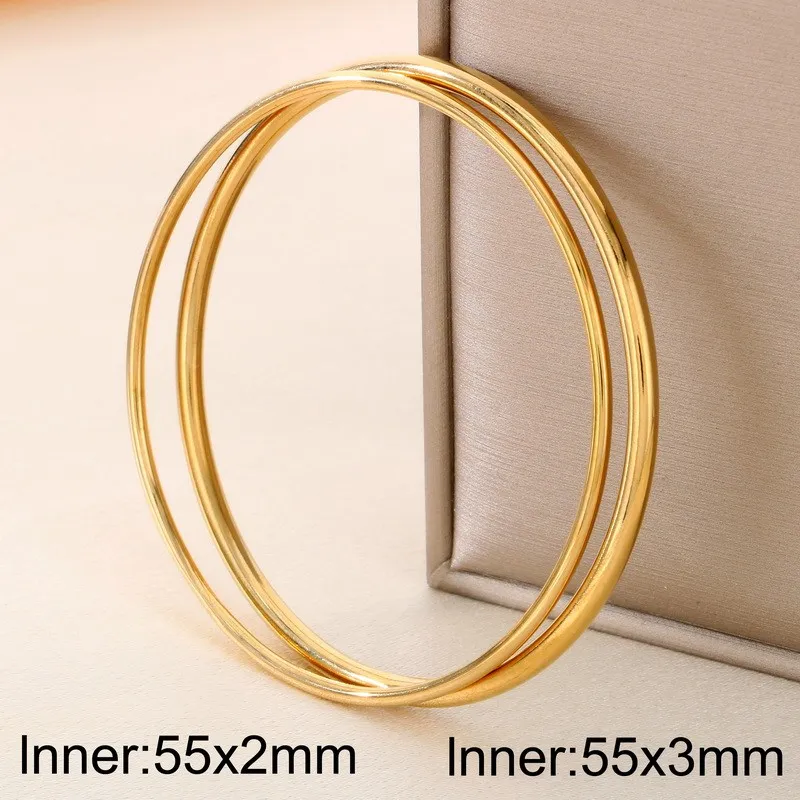 European American Fashion Polished Round Wire Stainless Steel Bracelet DIY Stackable Bangle