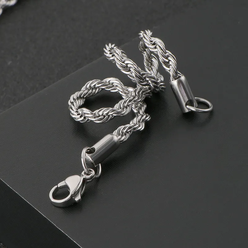 Fashion Stainless Steel Spiral Pattern Multi-Size Twist Chain Lobster Clasp Couple Bracelet