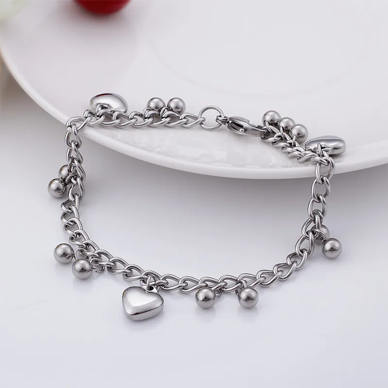 Stainless Steel Heart Element Handmade Chain Bracelet Suitable for Women's Daily Wear