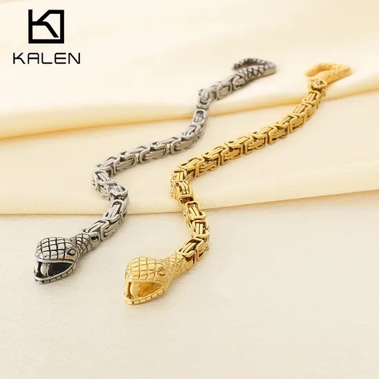 Domineering Animal Head Bracelet Creative Design Hip-Hop Emperor Chain Snake Head Stainless Steel Bracelet