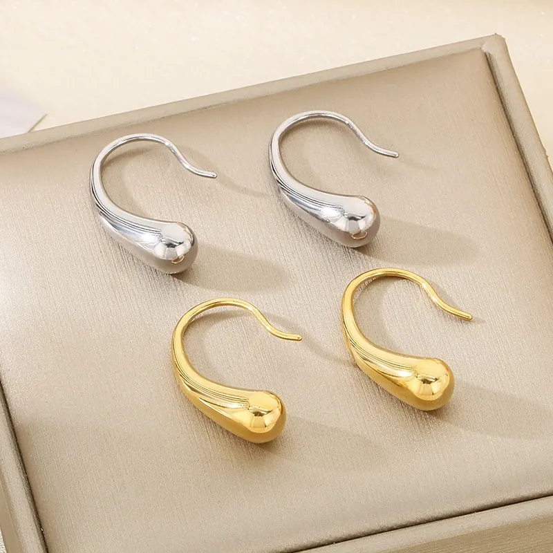 Minimalist Stainless Steel Water Drop Ear Hooks Fashion Versatile Small Earrings Wholesale