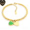 18K Gold Plated Open Heart-Shaped Clavicle Chain with Multi-Color Epoxy Resin Stainless Steel Ring Set