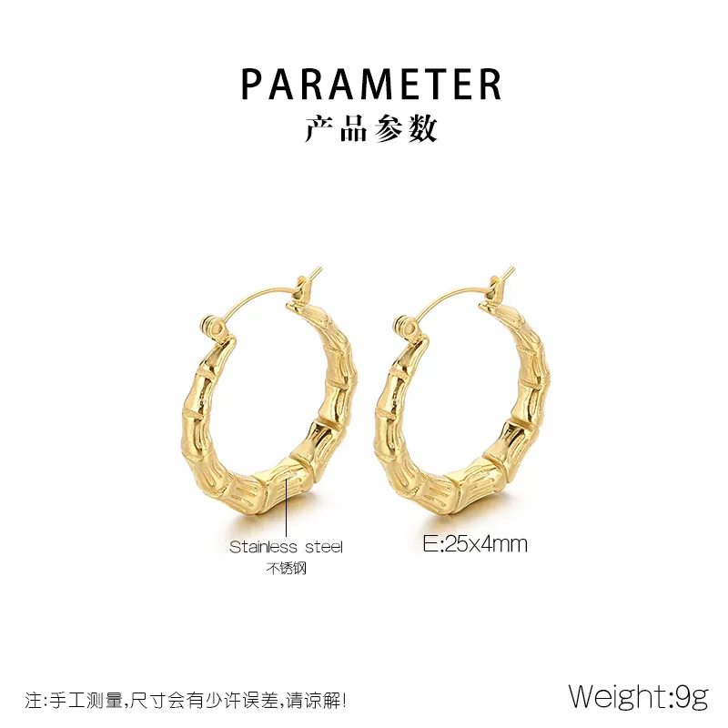 Fashion Minimalist Stainless Steel Earrings U-Shaped Bamboo Joint Hoops Personalized Jewelry Women