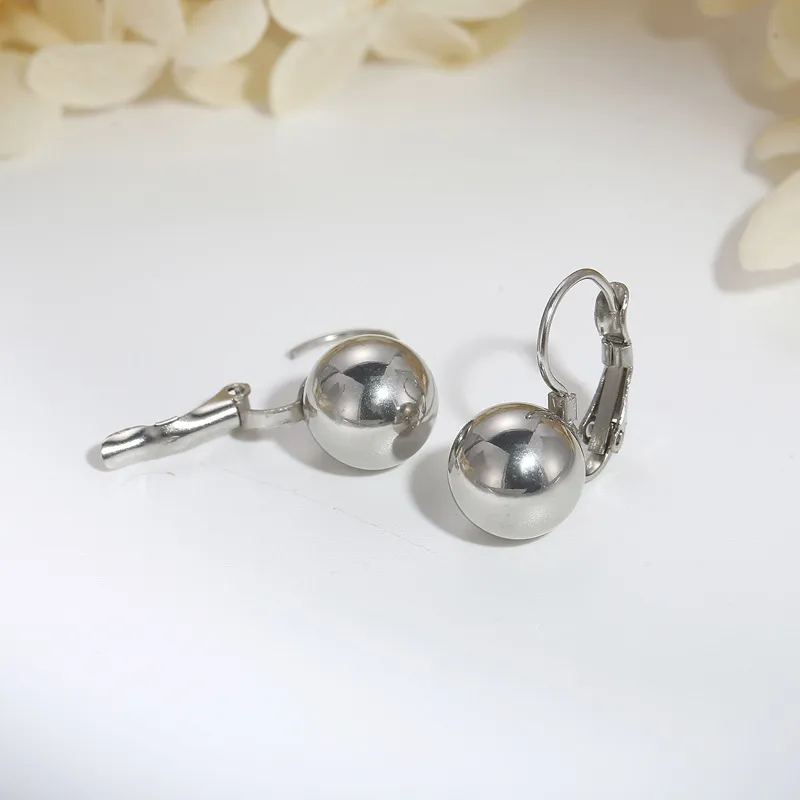 Wholesale European American Minimalist Earrings Stainless Steel Ball Ear Buckles Fashion Jewelry