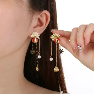 Stainless Steel Fashion Jewelry with Bee Ladybug Element Women's Earrings