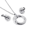 European American Stainless Steel Jewelry Double Interlocking Diamond-Embedded Women's Jewelry Set Wholesale
