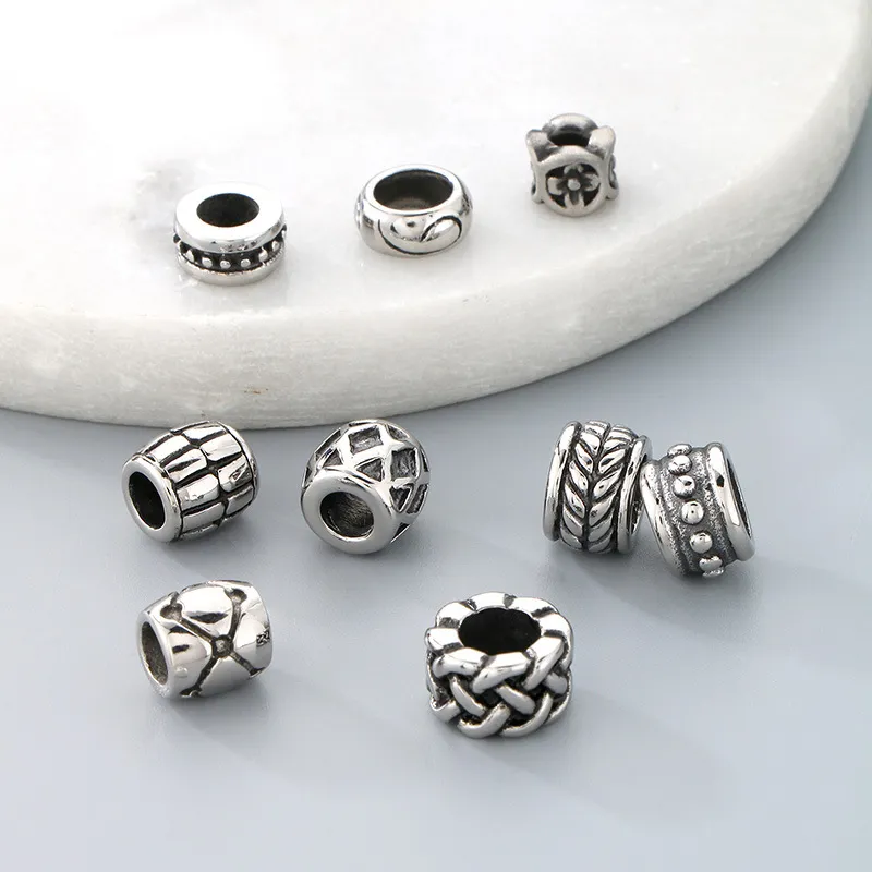 Stainless Steel Fashion Large Hole Cylindrical Positioning Bead Jewelry Accessories Bead