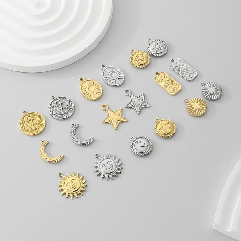 Stainless Steel Star Moon Shaped Jewelry Accessories Pendant DIY Material