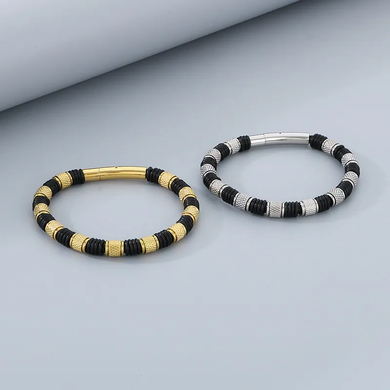 European and American Style Stainless Steel Men's Leather Bracelet Fashion Jewelry
