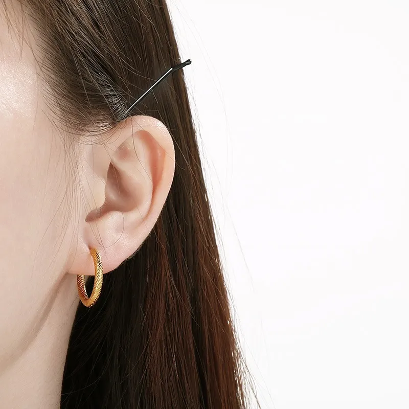Fashion Stainless Steel Creative Dragon Pattern Embossed Circle Earrings Jewelry Wholesale