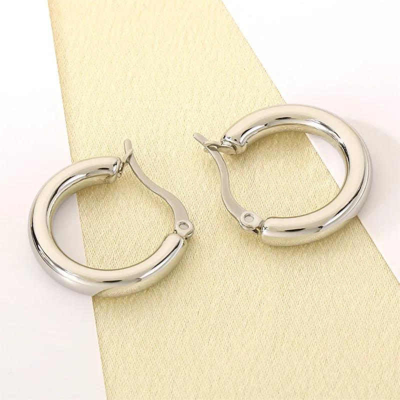 Simple Circle Versatile Earrings Female Ins Geometric Smooth Stainless Steel Earrings Jewelry