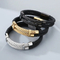 Trendy and Personalized Stainless Steel Wire Woven Double-Layer Leather Rope Bracelet Jewelry
