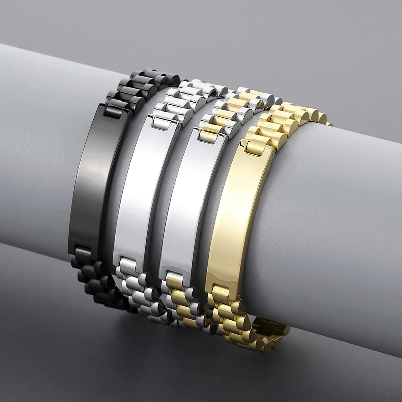 Stylish Adjustable Stainless Steel Couple Wide Watches Bracelets Bangles