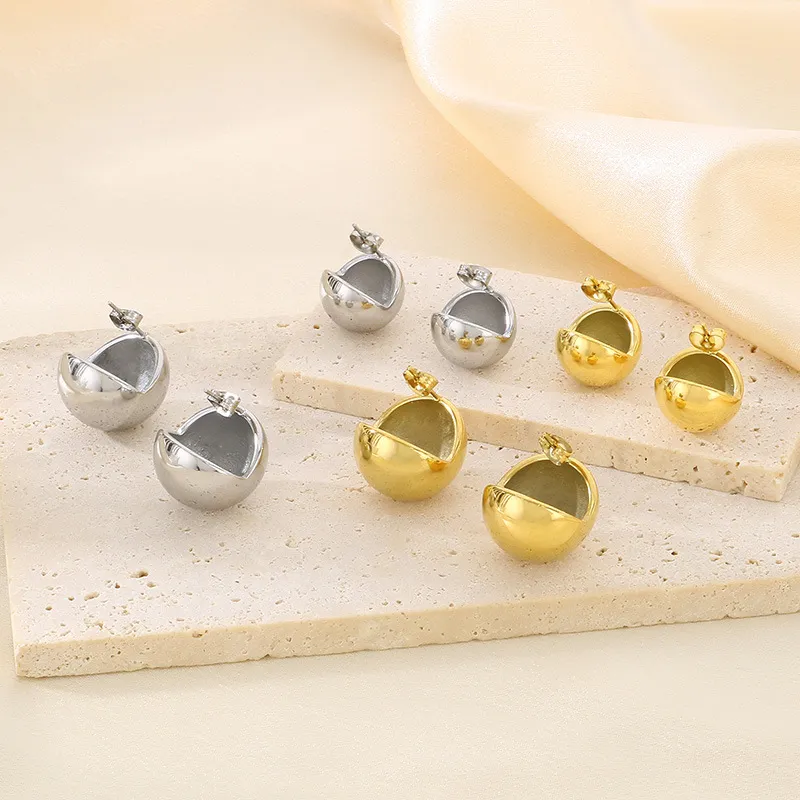 Modern Cool Semi-Hollow Spherical Earrings Perfect for Everyday Wear