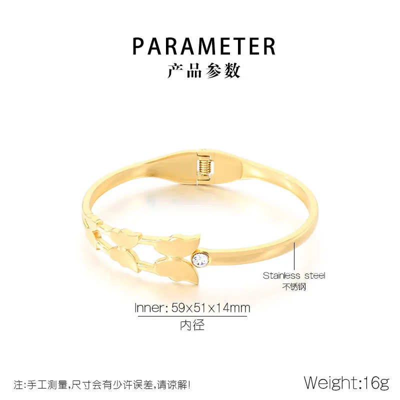 Stainless Steel Bangle with Butterfly Element Jewelry Suitable for Daily Wear