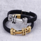 European and American Style Stainless Steel Cross Bracelet Woven Men's Leather Jewelry
