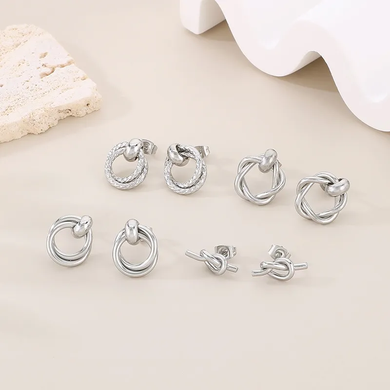 Modern Elegant Stud Earrings with Unique Double-Hoop Style