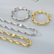 Stainless Steel Fashion Simple Square Chain Trapezoidal Square Buckle Bracelet&Necklace Set