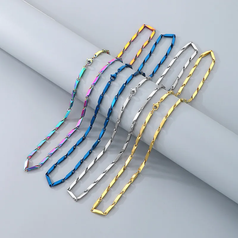 Simple Stainless Steel Geometric Sunflower Seed Chain Fashionable Colorful Bracelet&Necklace Accessories