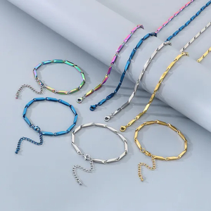 Simple Stainless Steel Geometric Sunflower Seed Chain Fashionable Colorful Bracelet&Necklace Accessories