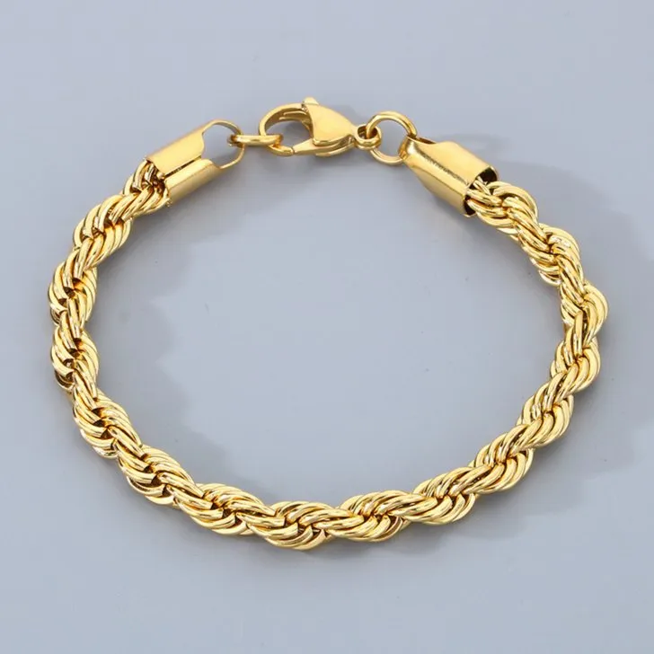 Durable Twisted Stainless Steel Chain Bracelet for Men