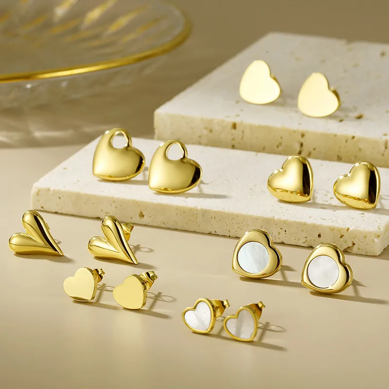 European and American Ins Fashion Stainless Steel Creative Multi Style Heart-Shaped Design Versatile Earring Jewelry