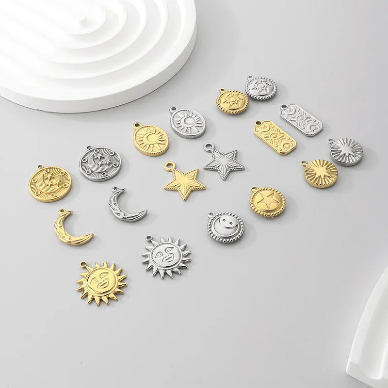 Stainless Steel Star Moon Jewelry Accessories Pendant DIY Necklace Pendant Pendant